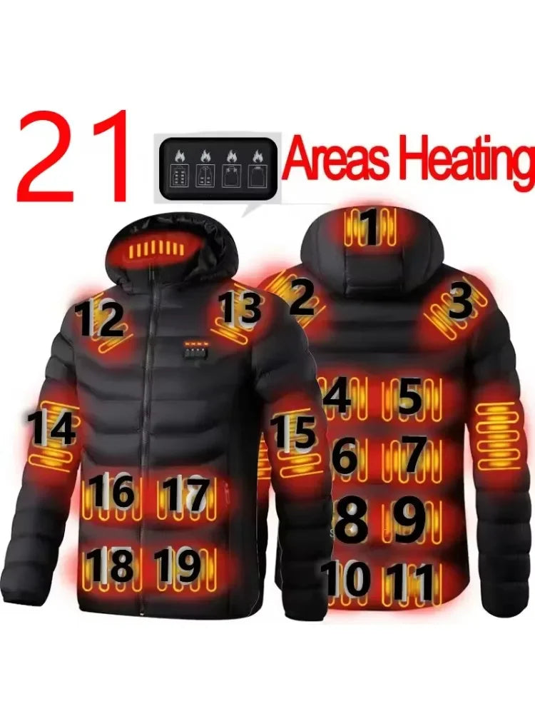 Veste chauffante pour homme et femme, gilets métropolitains, manteau chaud, glacé USB, chasse, randonnée, camping, zones métropolitaines, automne, hiver, homme, 21/2