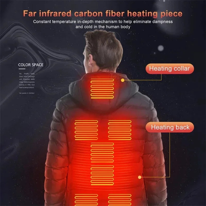 Veste chauffante pour homme et femme, gilets métropolitains, manteau chaud, glacé USB, chasse, randonnée, camping, zones métropolitaines, automne, hiver, homme, 21/2