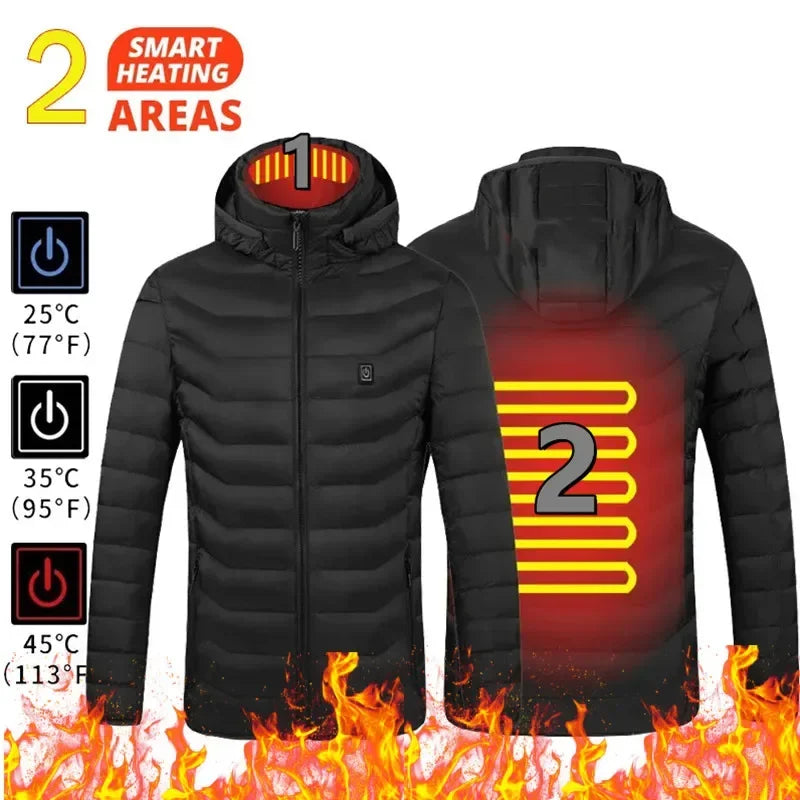 Veste chauffante pour homme et femme, gilets métropolitains, manteau chaud, glacé USB, chasse, randonnée, camping, zones métropolitaines, automne, hiver, homme, 21/2