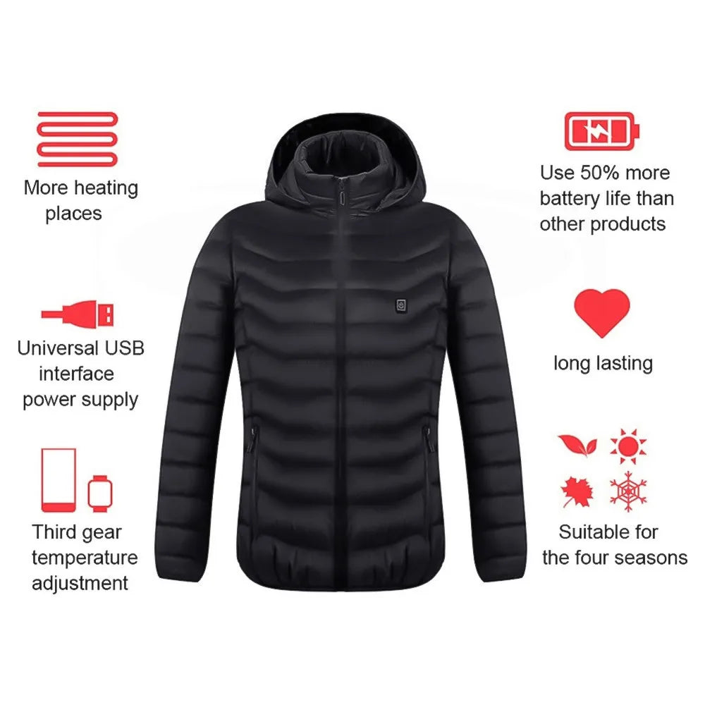 Veste chauffante pour homme et femme, gilets métropolitains, manteau chaud, glacé USB, chasse, randonnée, camping, zones métropolitaines, automne, hiver, homme, 21/2