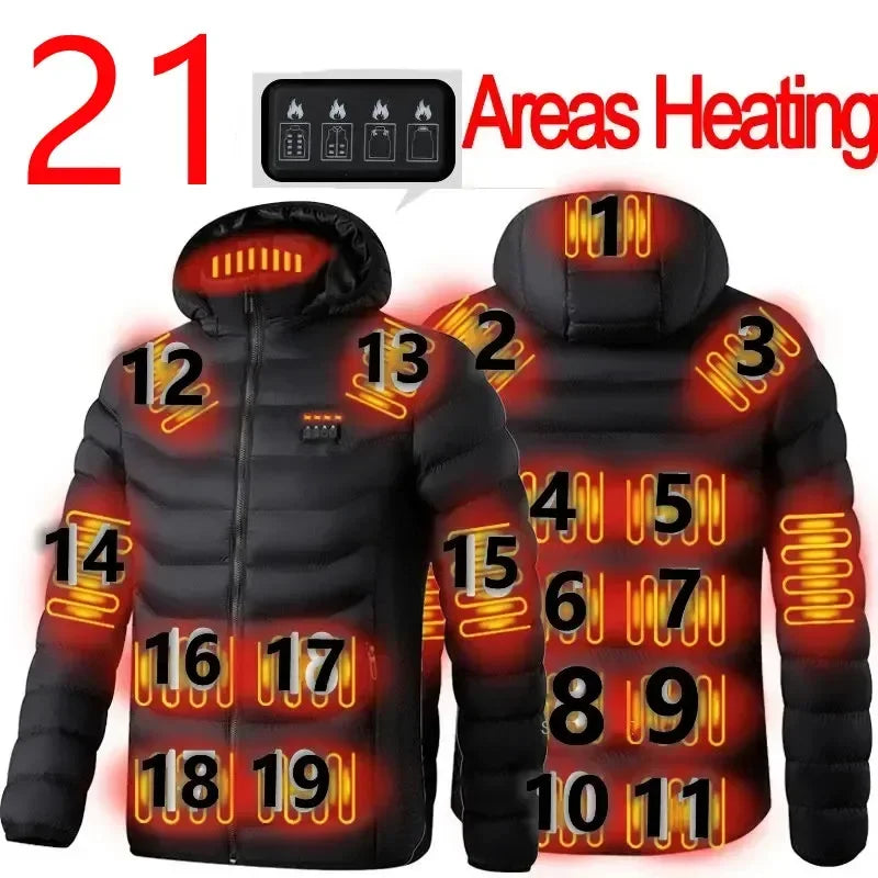 Veste chauffante pour homme et femme, gilets métropolitains, manteau chaud, glacé USB, chasse, randonnée, camping, zones métropolitaines, automne, hiver, homme, 21/2